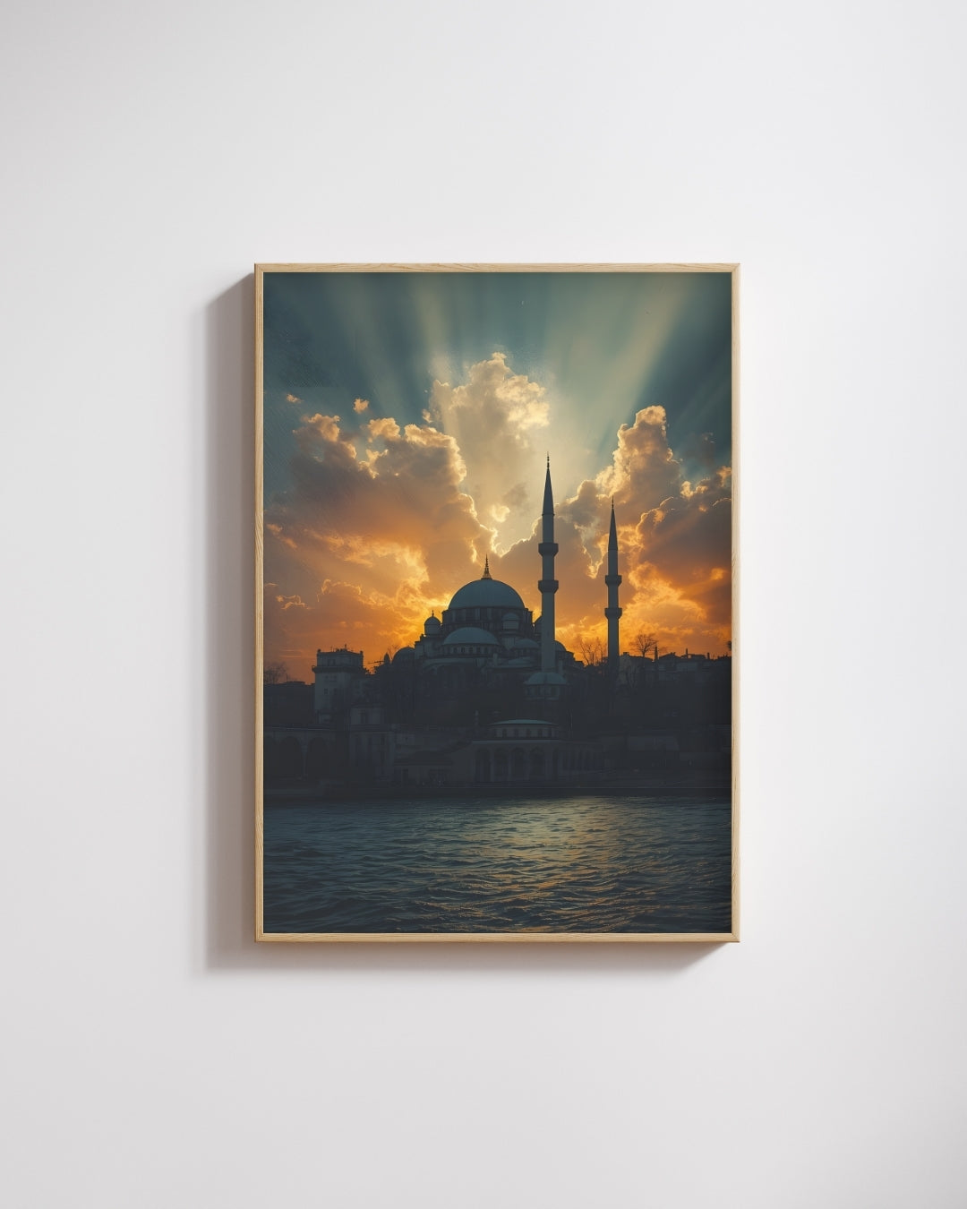 İlahi Işık & Deniz Manzaralı Cami Kanvas Tablo