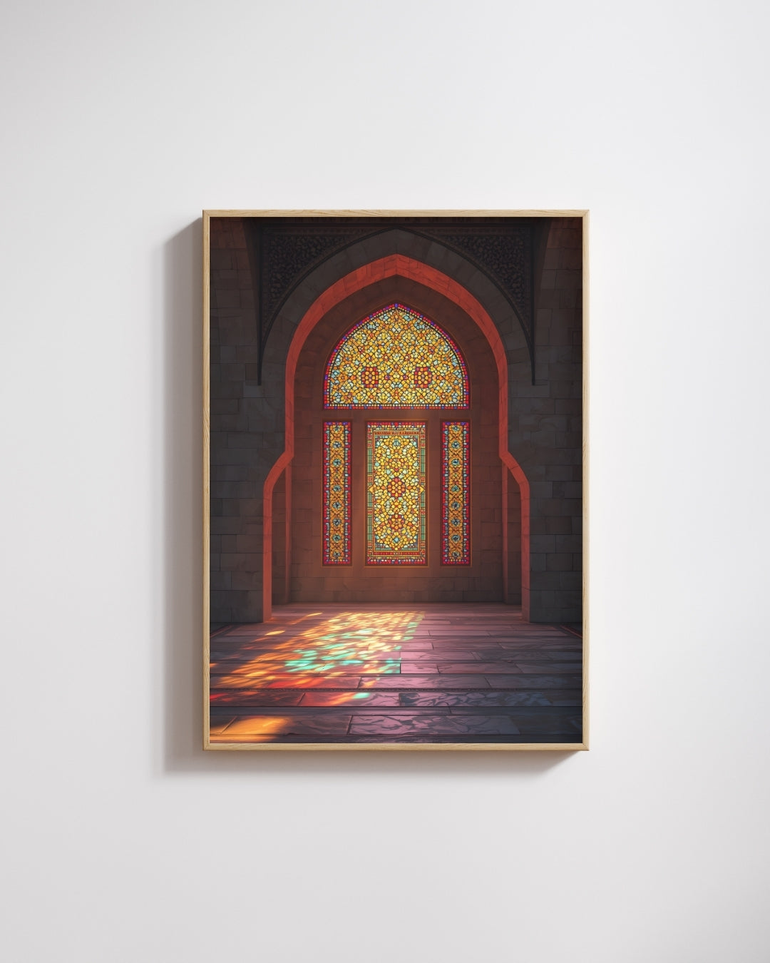 Vitray Işıltılı Otantik Cami Penceresi Kanvas Tablo